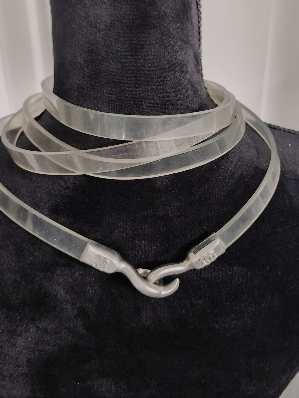 ‼️Vintage CHANEL Clear Transparent Belt Hook Closure Logo C Waist Accessory Rare